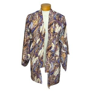 Winter Kate Kimono Jacket Made with Vintage Silk Swirl Boho Open Front Small